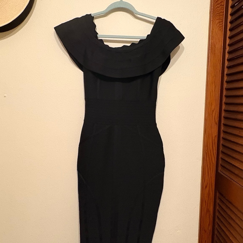 SHEIN Black Off-Shoulder Midi Dress